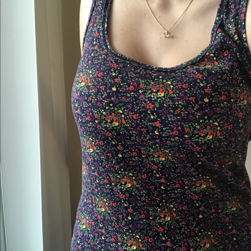 Floral long tank top. Size XL but flatters all!